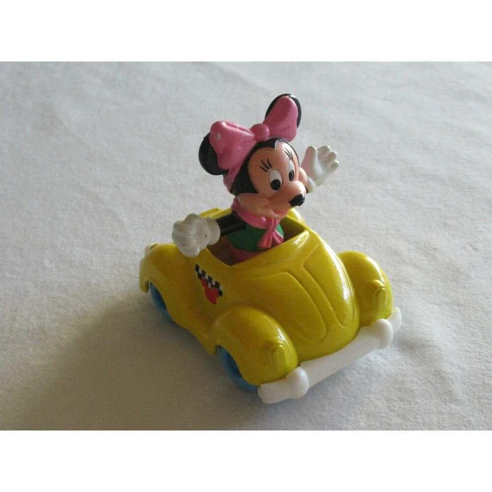Vintage Disney Mickey Mouse Arco Yellow Die Cast Car W/ Minnie instead of Mickey